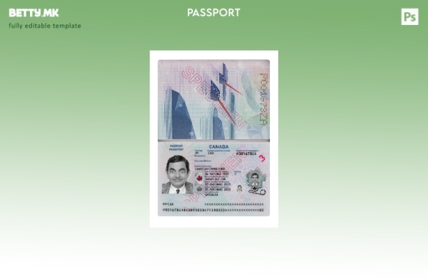 Модерен стил валиден шаблон за канадски пасош